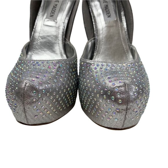 Steve Madden Naomeee Silver Jeweled Platform Stiletto Heels - Picture 4 of 10